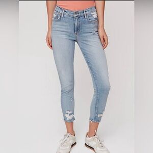 Agolde REVOLVE Light Wash Sophie Cropped High Rise Distressed Classic Jeans